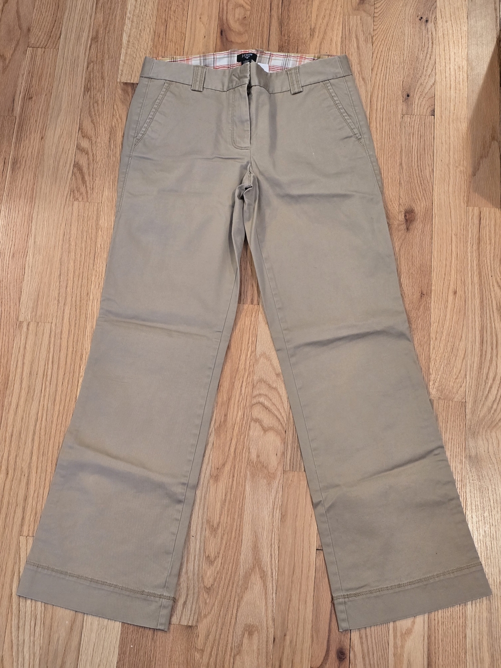 J.CREW Beige Khaki City Fit Pants with Red Plaid Lining